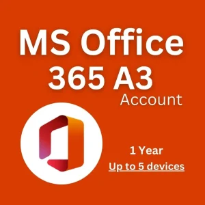 MS Office 365 A3 Account 1 Year Up to 5 Devices 1 Year